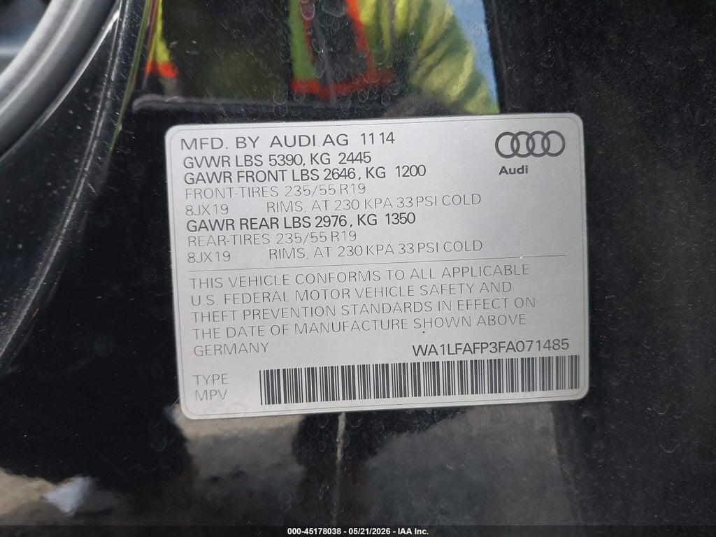 WA1LFAFP3FA071485 2015 AUDI Q5 photo no. 9