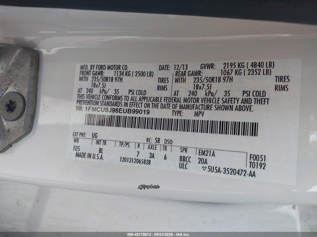 1FMCU9J96EUB99019 2014 FORD ESCAPE photo no. 9