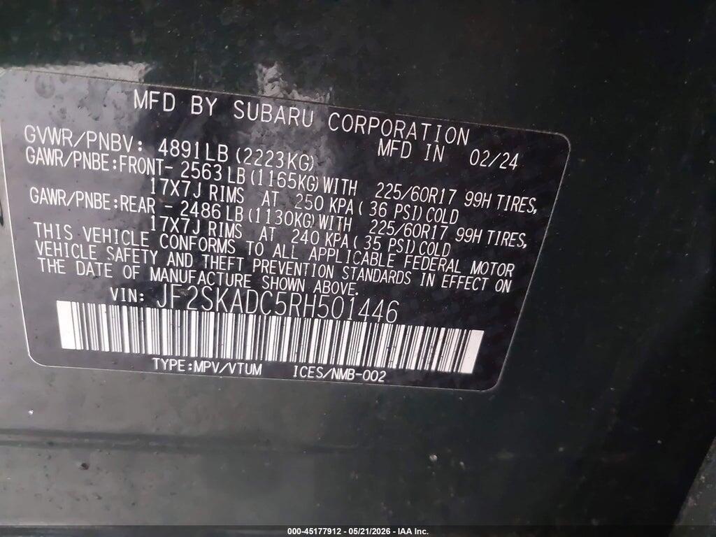 JF2SKADC5RH501446 2024 SUBARU FORESTER photo no. 9