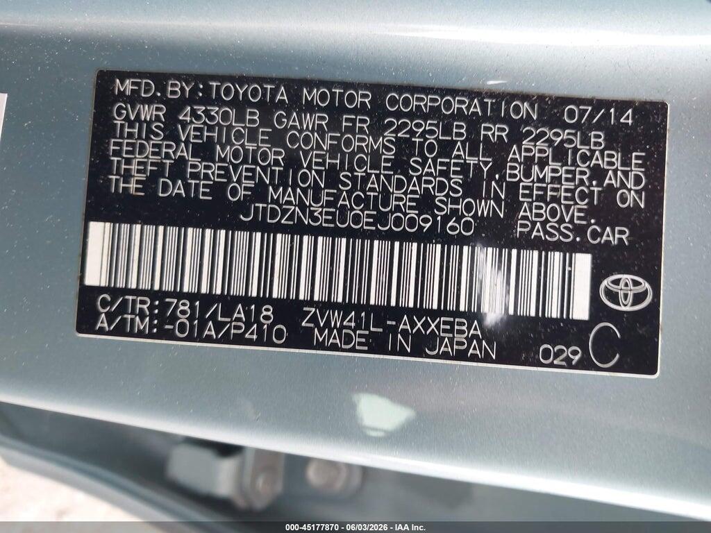 JTDZN3EU0EJ009160 2014 TOYOTA PRIUS V photo no. 9