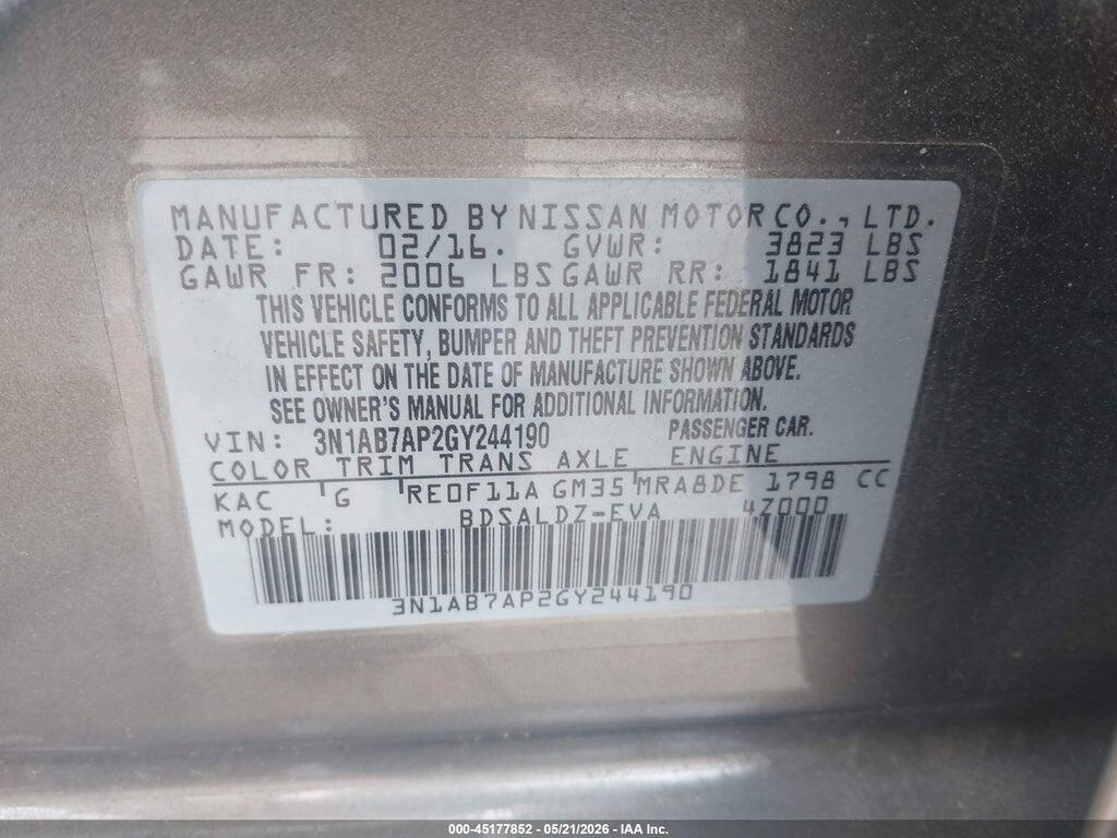 3N1AB7AP2GY244190 2016 NISSAN SENTRA photo no. 9