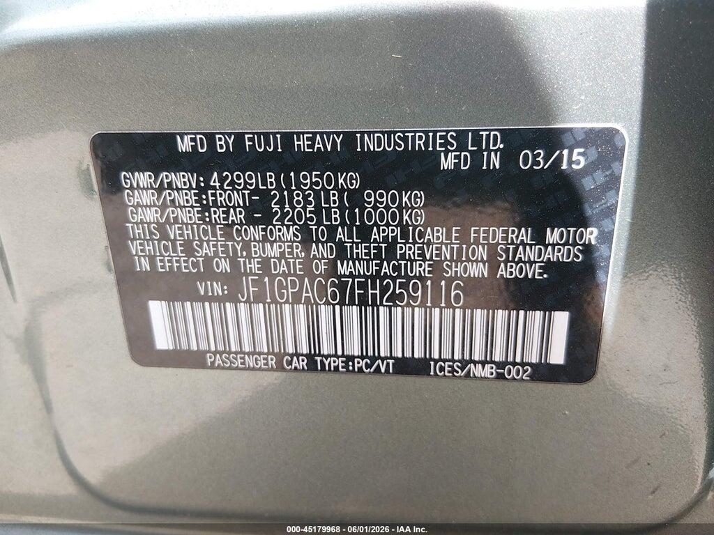 JF1GPAC67FH259116 2015 SUBARU IMPREZA photo no. 9