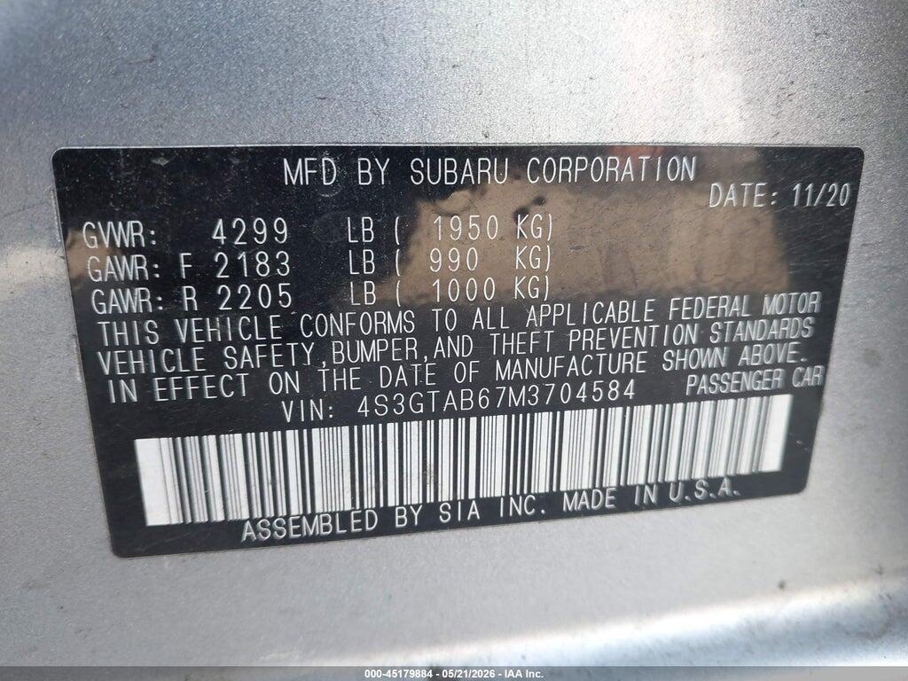 4S3GTAB67M3704584 2021 SUBARU IMPREZA photo no. 9