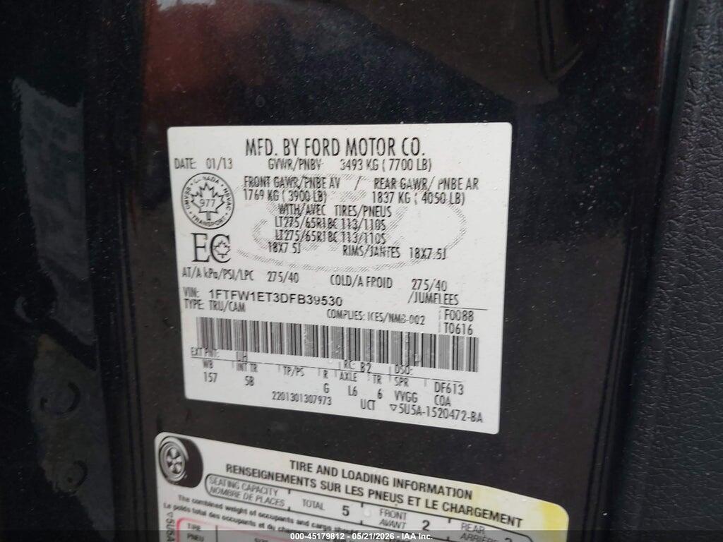 1FTFW1ET3DFB39530 2013 FORD F-150 photo no. 9
