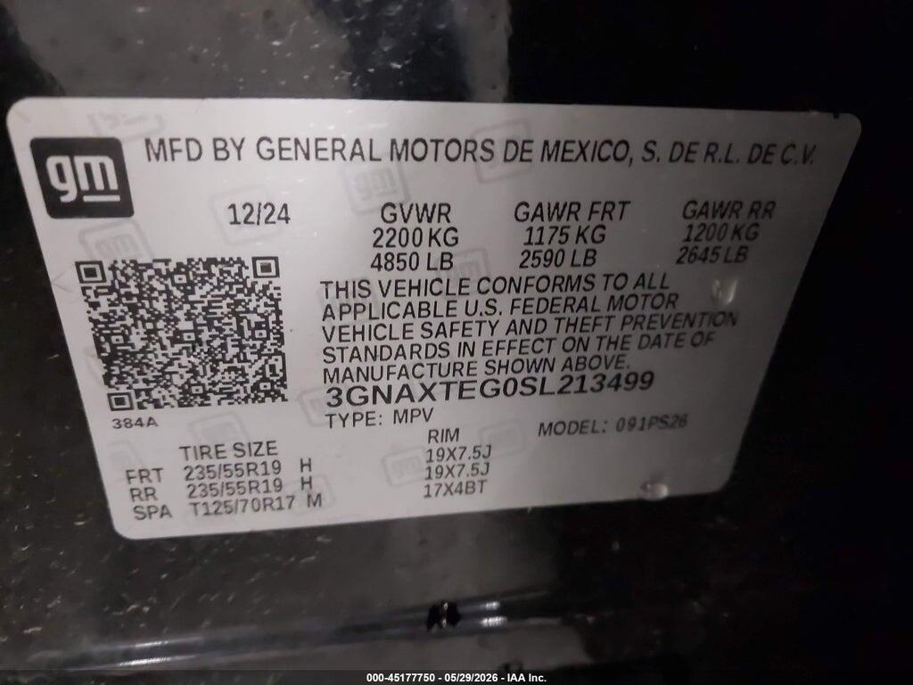 3GNAXTEG0SL213499 2025 CHEVROLET EQUINOX photo no. 9