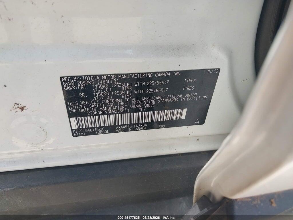 2T3H1RFV3NW235941 2022 TOYOTA RAV4 photo no. 9