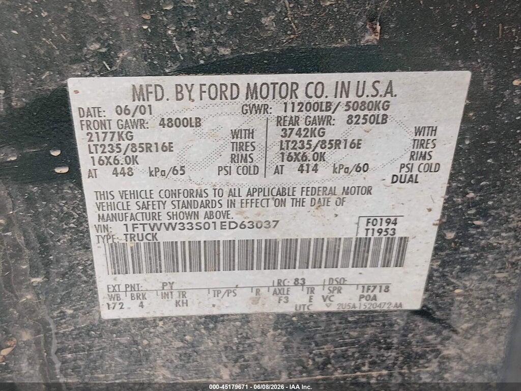 1FTWW33S01ED63037 2001 FORD F-350 photo no. 9