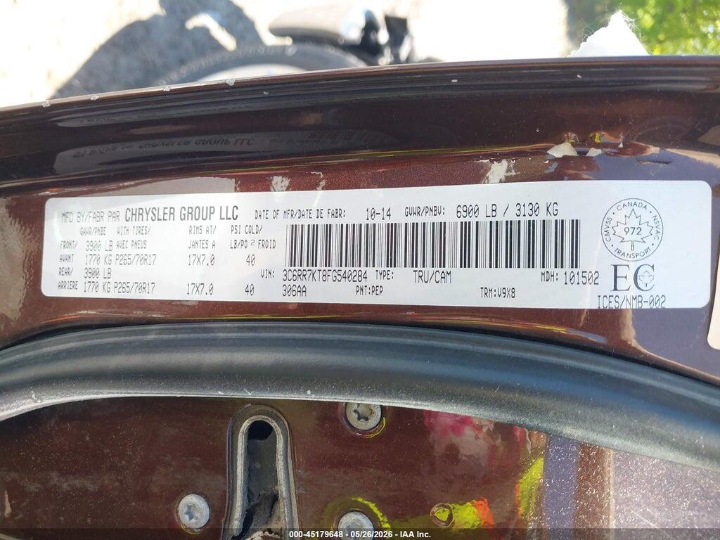 3C6RR7KT8FG540284 2015 RAM 1500 photo no. 9