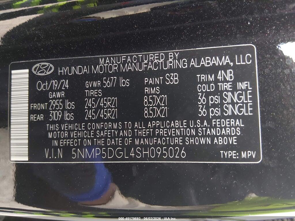 5NMP5DGL4SH095026 2025 HYUNDAI SANTA FE photo no. 9