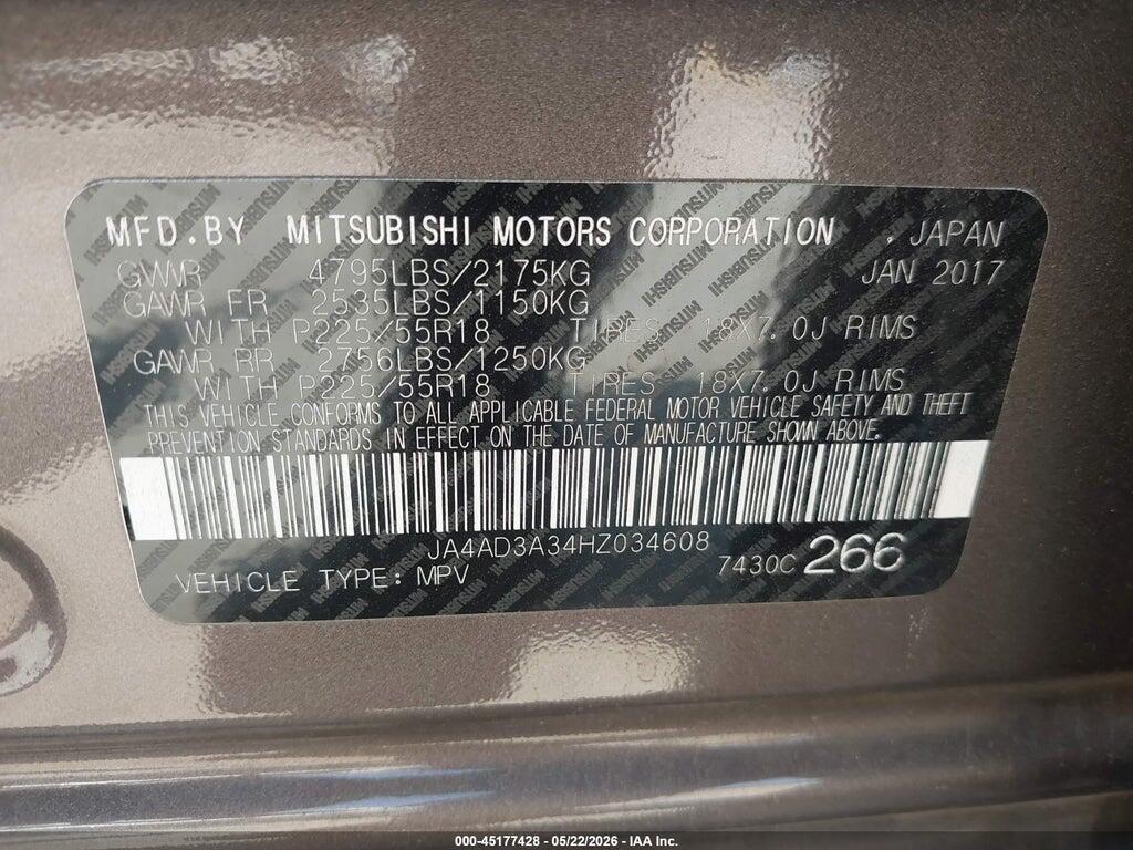 JA4AD3A34HZ034608 2017 MITSUBISHI OUTLANDER photo no. 9