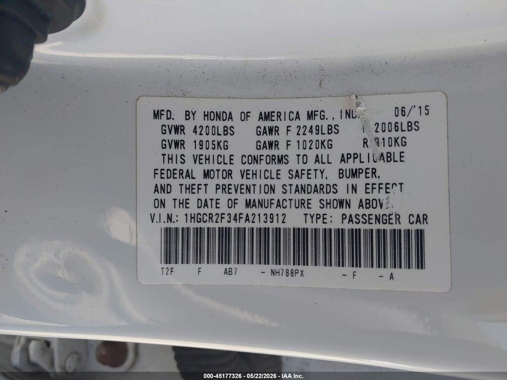 1HGCR2F34FA213912 2015 HONDA ACCORD photo no. 9