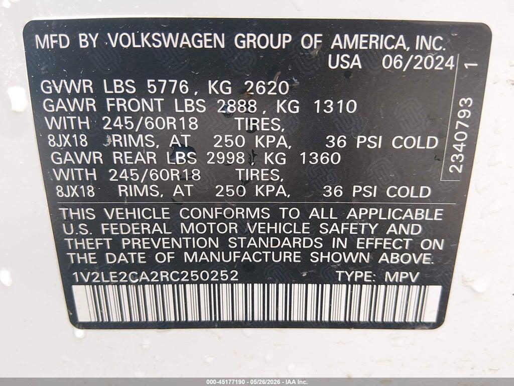 1V2LE2CA2RC250252 2024 VOLKSWAGEN ATLAS CROSS SPORT photo no. 9
