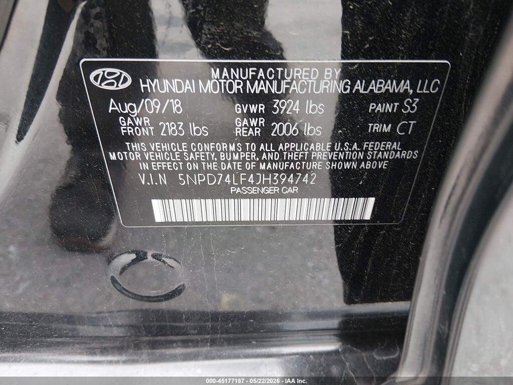 5NPD74LF4JH394742 2018 HYUNDAI ELANTRA photo no. 9