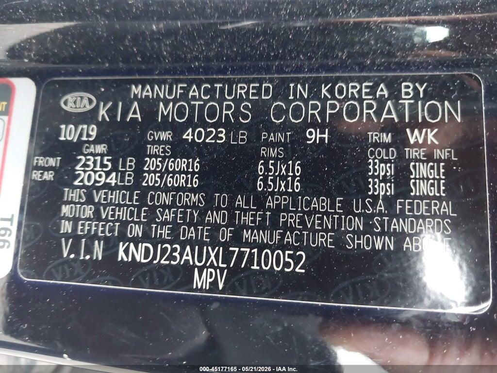 KNDJ23AUXL7710052 2020 KIA SOUL photo no. 9
