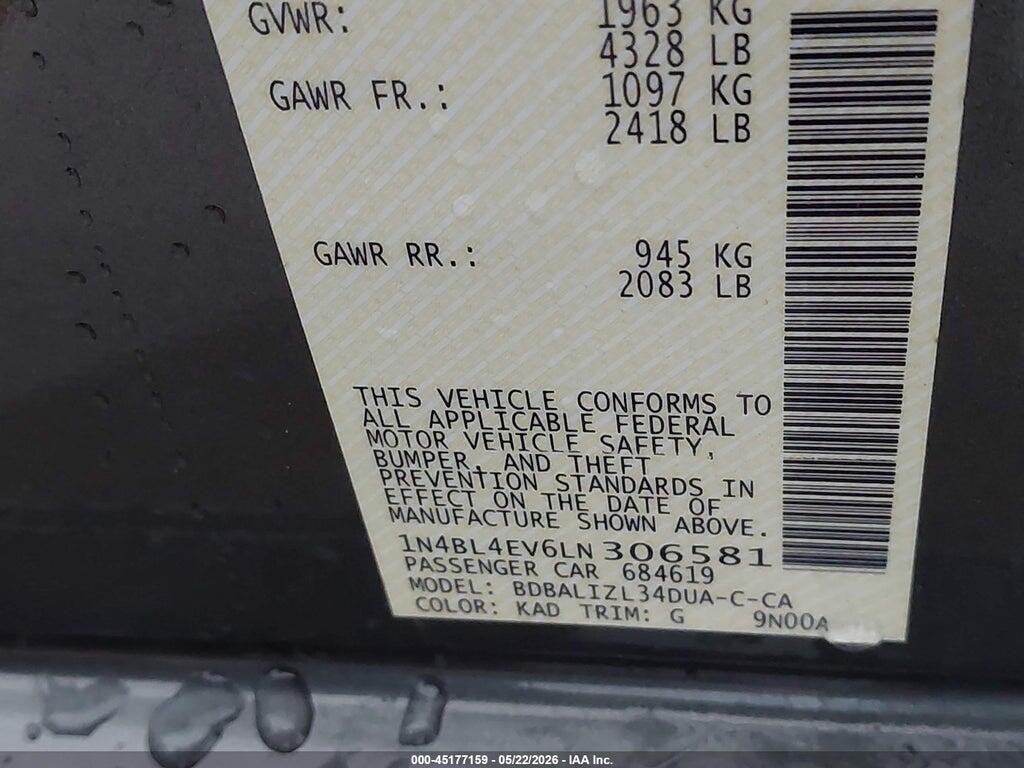 1N4BL4EV6LN306581 2020 NISSAN ALTIMA photo no. 9