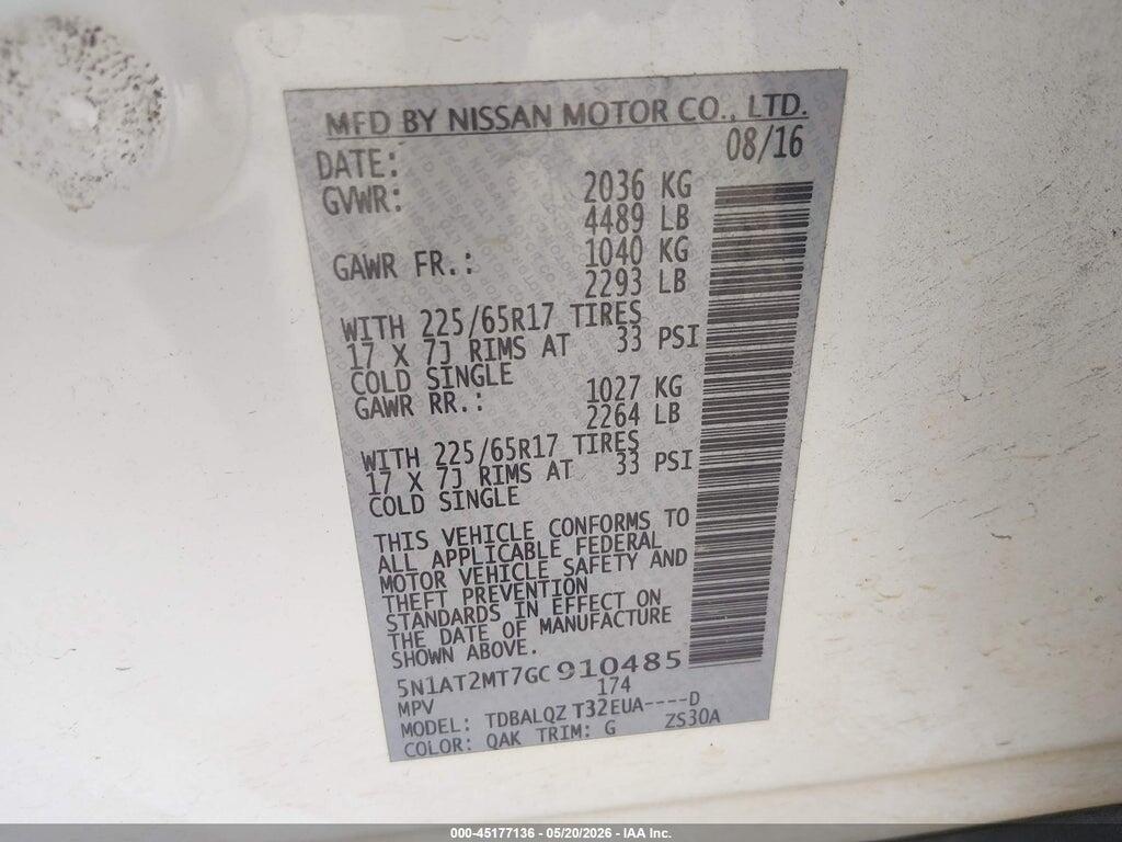 5N1AT2MT7GC910485 2016 NISSAN ROGUE photo no. 9