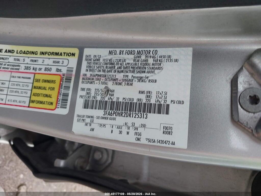 3FA6P0HR2DR125313 2013 FORD FUSION photo no. 9