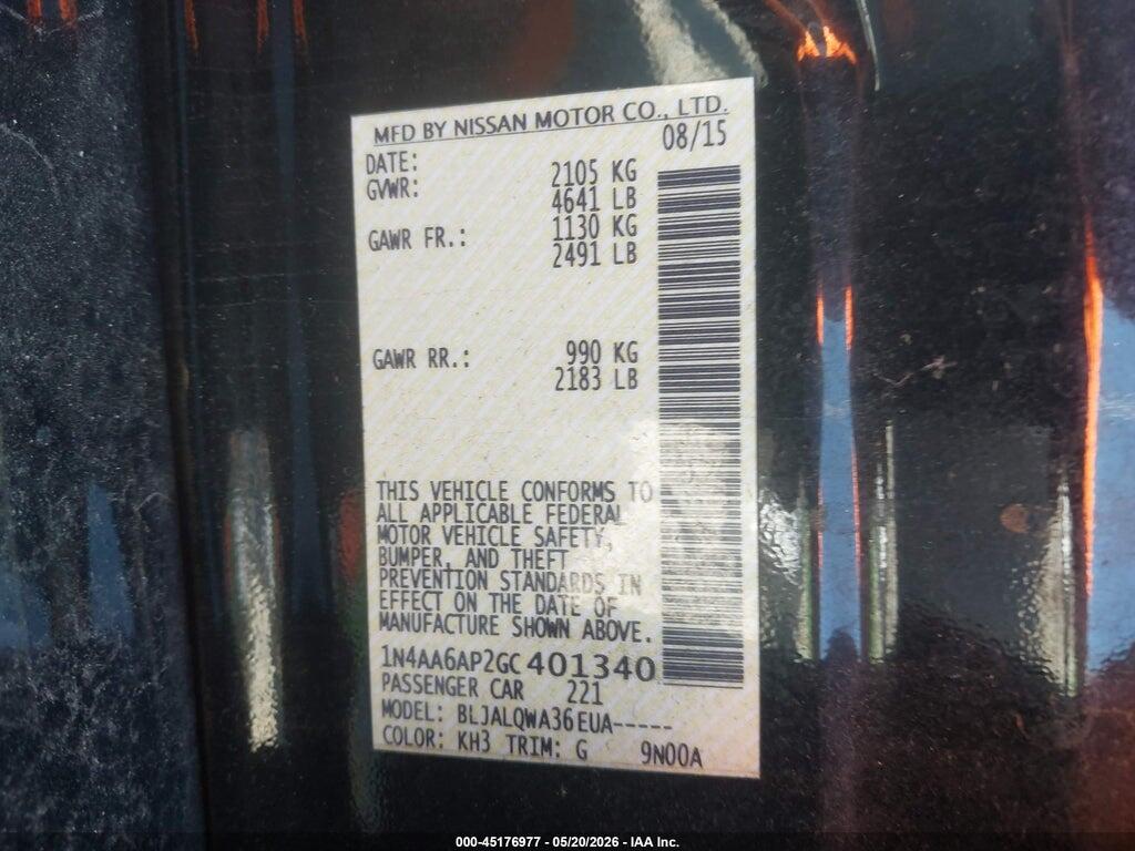 1N4AA6AP2GC401340 2016 NISSAN MAXIMA photo no. 9