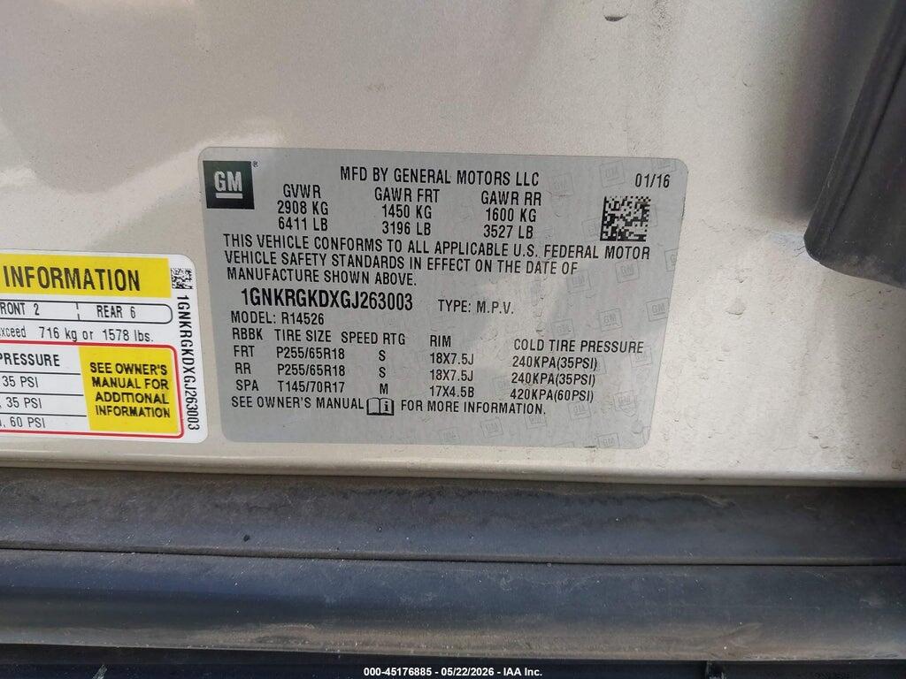 1GNKRGKDXGJ263003 2016 CHEVROLET TRAVERSE photo no. 9