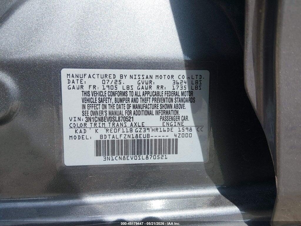 3N1CN8EV0SL870521 2025 NISSAN VERSA photo no. 9