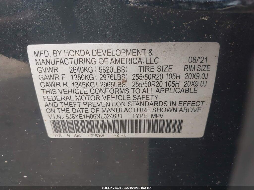 5J8YE1H06NL024681 2022 ACURA MDX photo no. 9