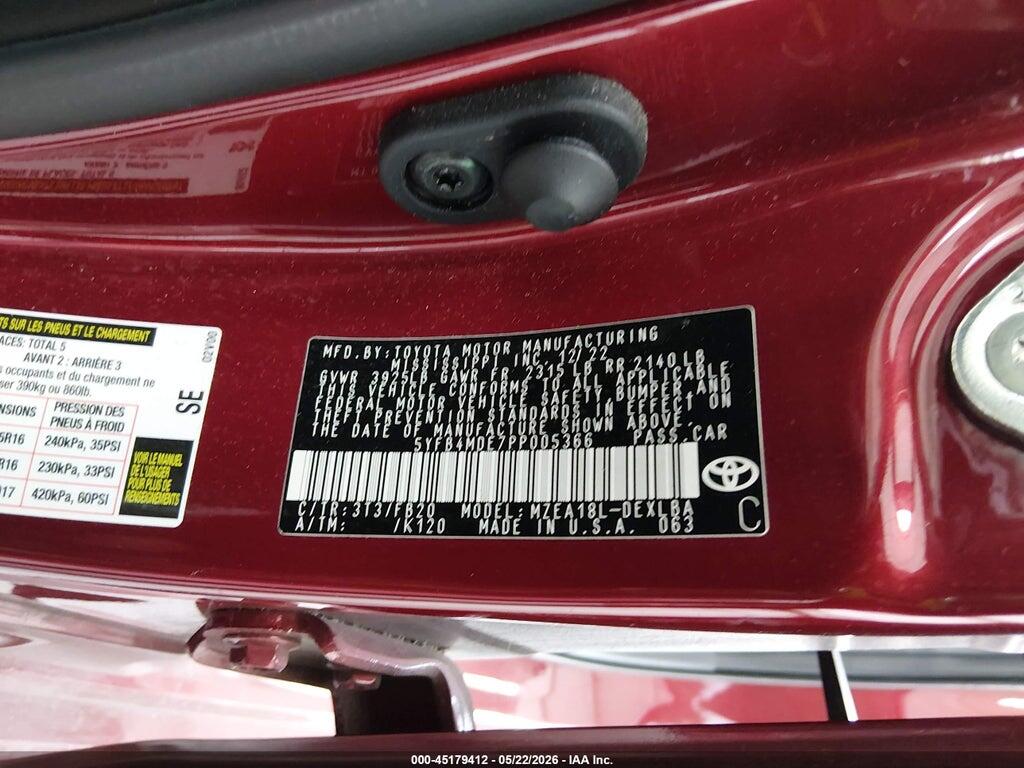 5YFB4MDE7PP005366 2023 TOYOTA COROLLA photo no. 9