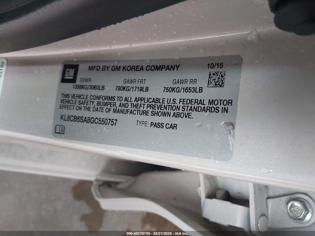 KL8CB6SA8GC550757 2016 CHEVROLET SPARK photo no. 9