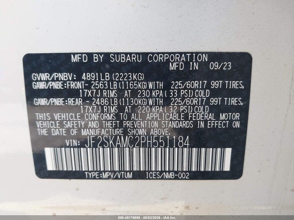 JF2SKAMC2PH551184 2023 SUBARU FORESTER photo no. 9