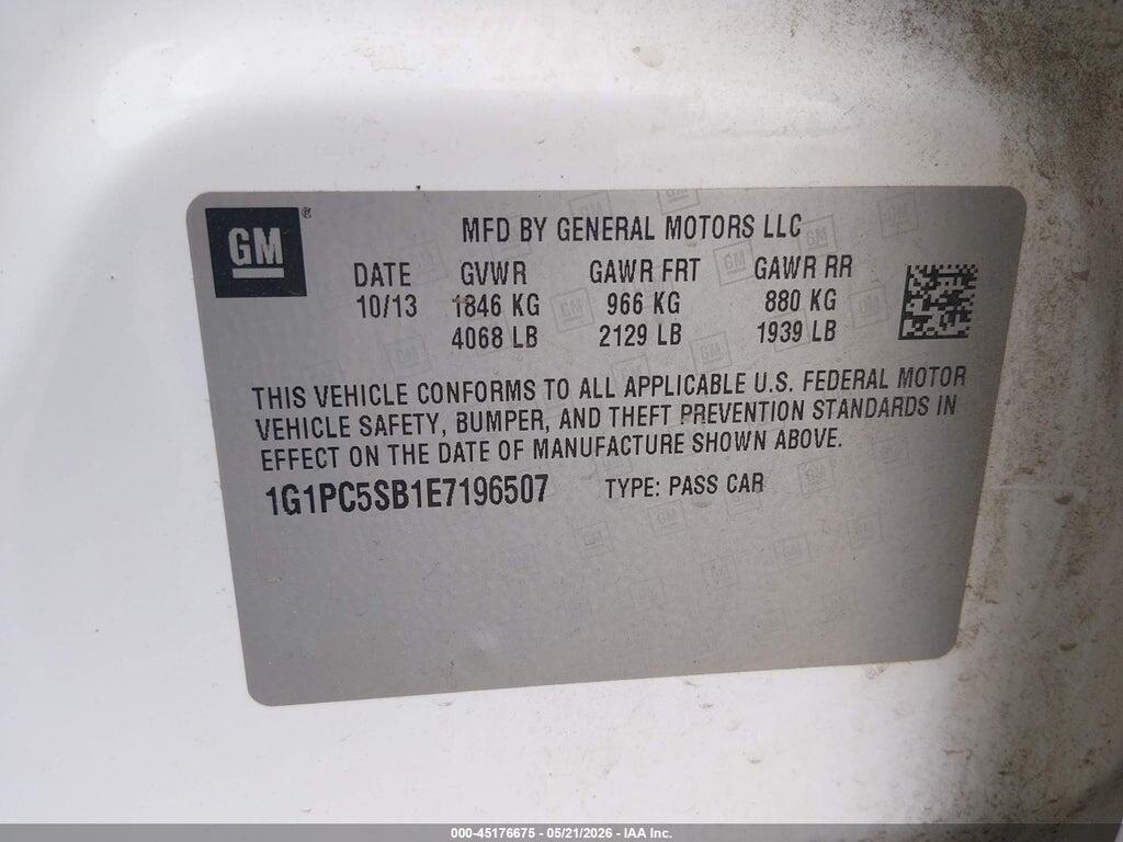 1G1PC5SB1E7196507 2014 CHEVROLET CRUZE photo no. 9