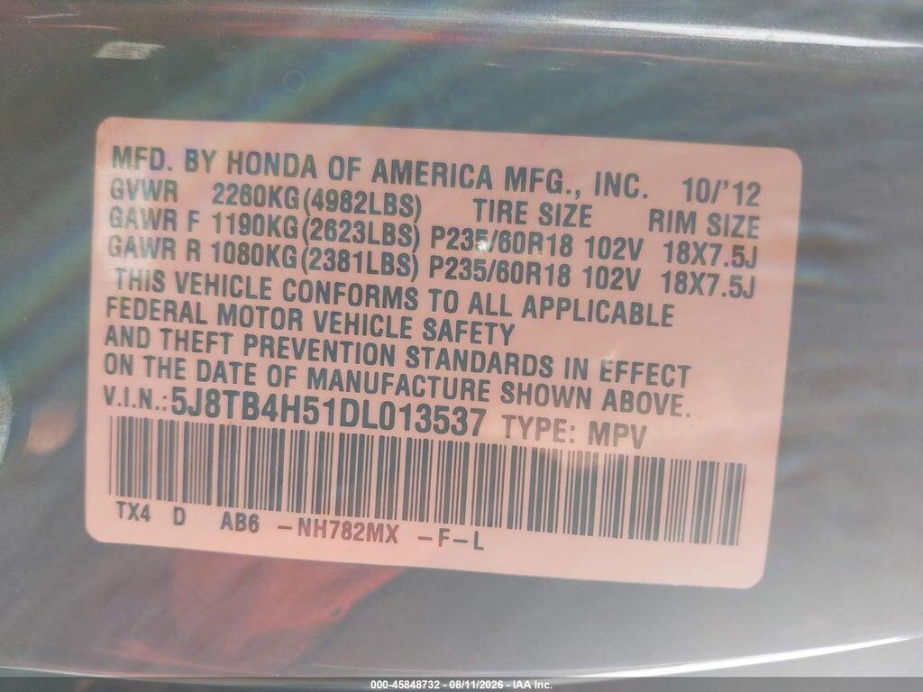 5J8TB4H51DL013537 2013 ACURA RDX photo no. 9