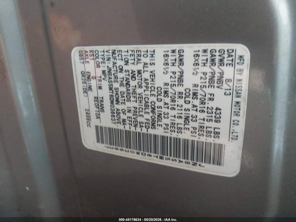 JN8AS5MT6DW036637 2013 NISSAN ROGUE photo no. 9