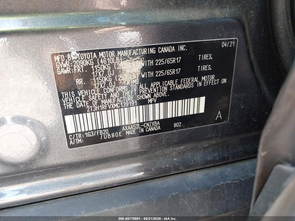 2T3H1RFVXMC139191 2021 TOYOTA RAV4 photo no. 9