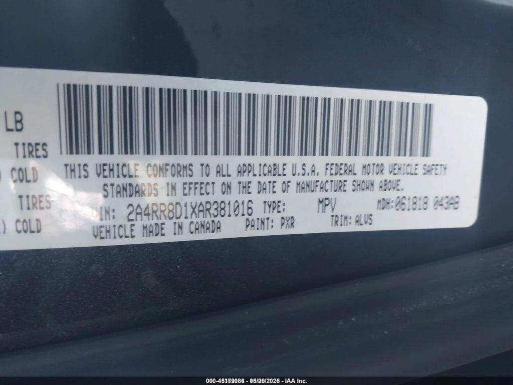 2A4RR8D1XAR381016 2010 CHRYSLER TOWN & COUNTRY photo no. 9
