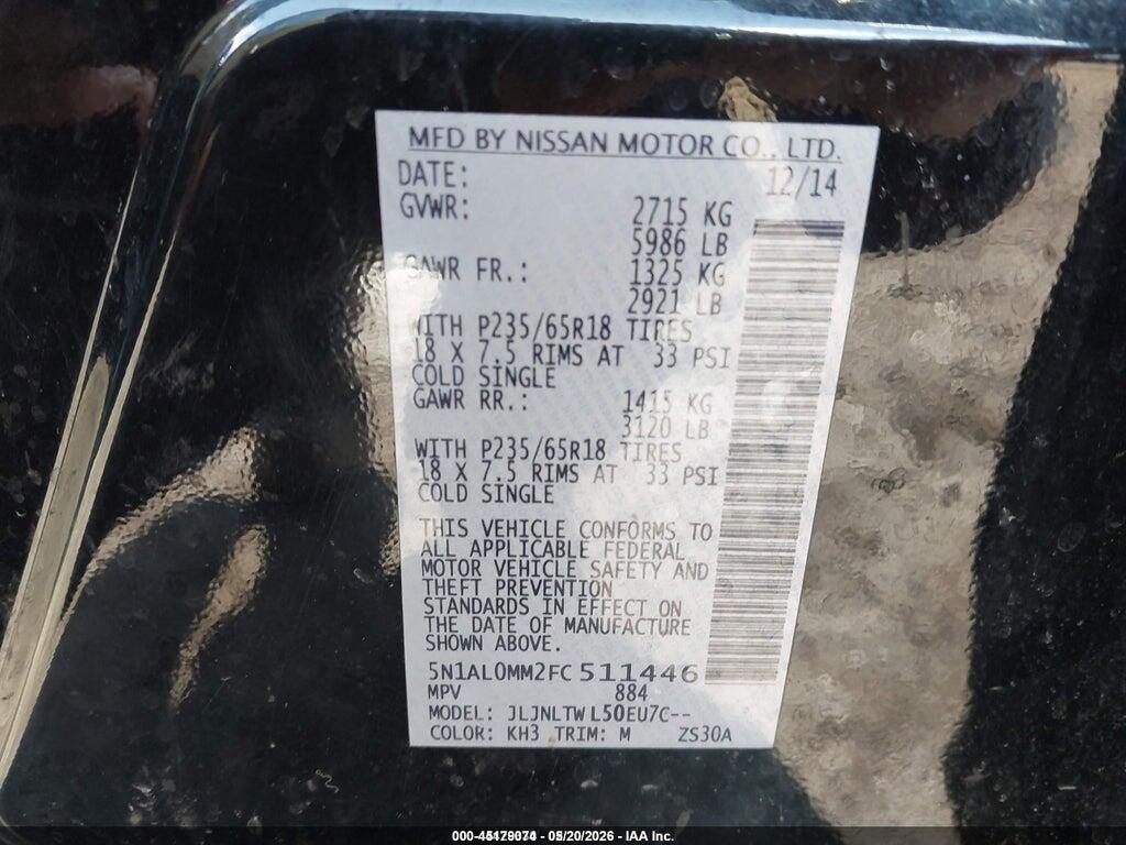 5N1AL0MM2FC511446 2015 INFINITI QX60 photo no. 9