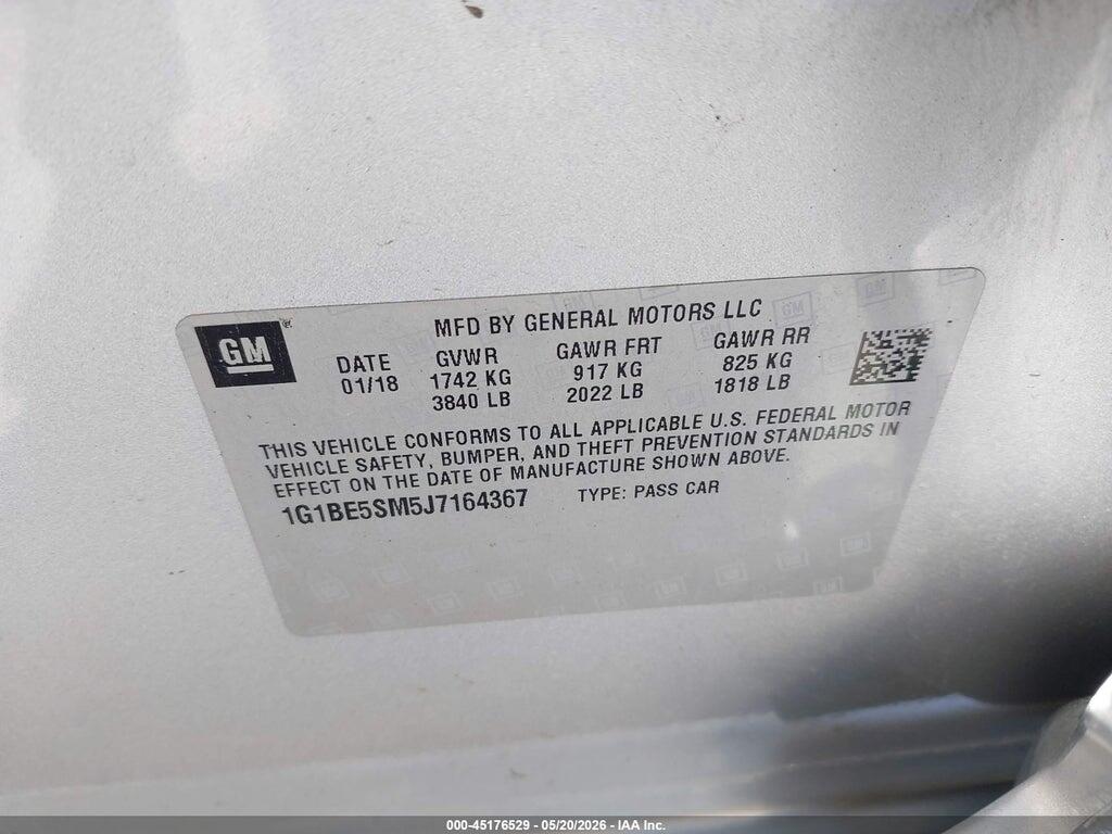 1G1BE5SM5J7164367 2018 CHEVROLET CRUZE photo no. 9