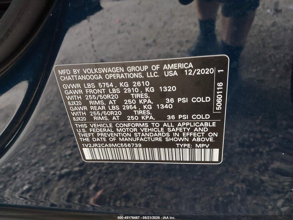 1V2JR2CA9MC556739 2021 VOLKSWAGEN ATLAS photo no. 9