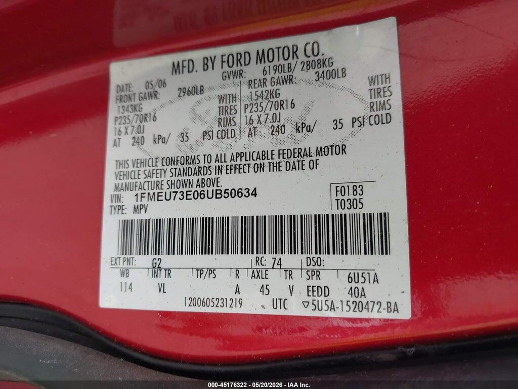 1FMEU73E06UB50634 2006 FORD EXPLORER photo no. 9