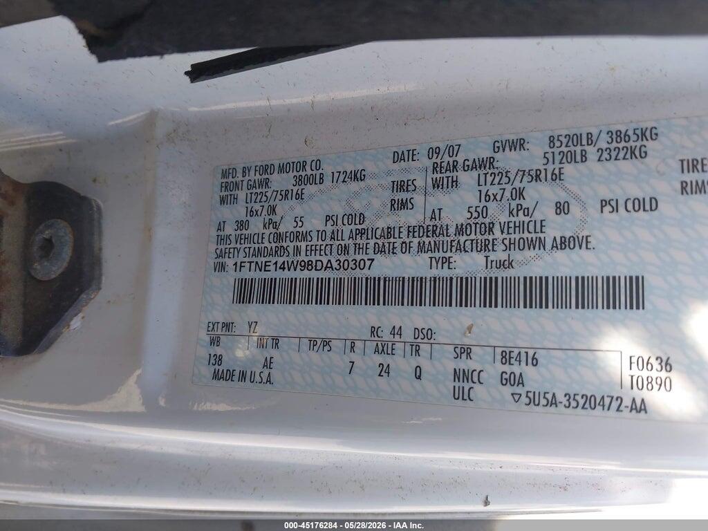 1FTNE14W98DA30307 2008 FORD E-150 photo no. 9