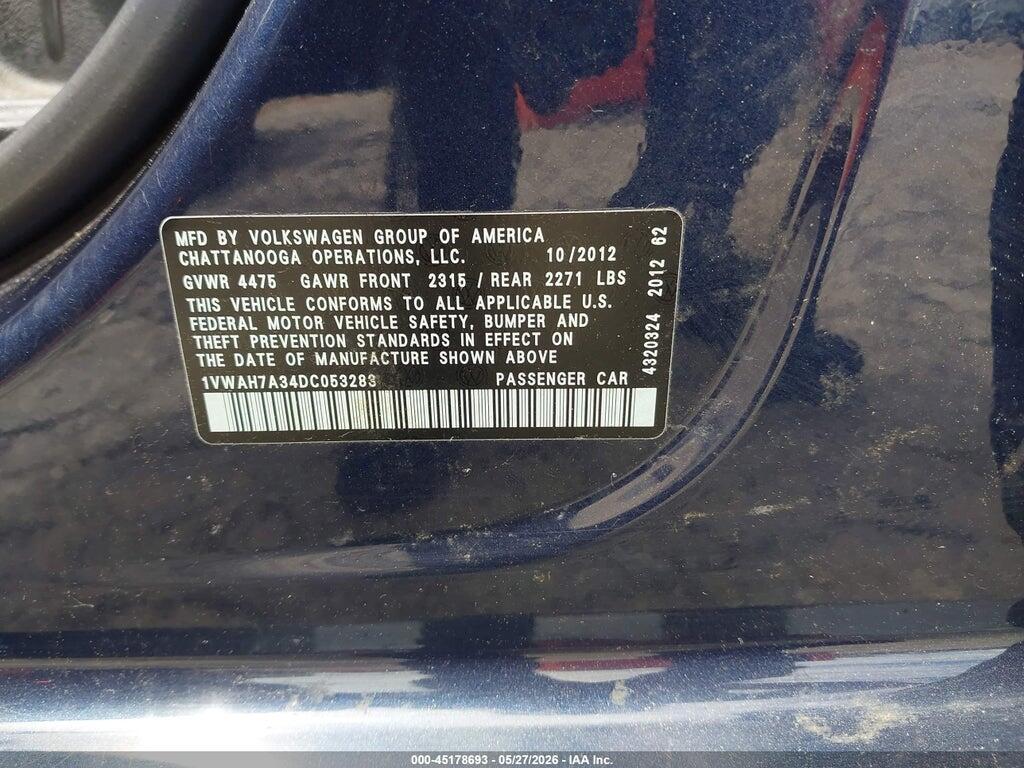 1VWAH7A34DC053283 2013 VOLKSWAGEN PASSAT photo no. 9