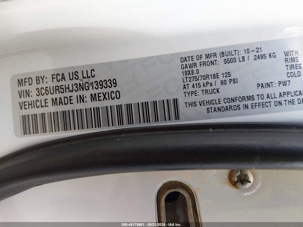 3C6UR5HJ3NG139339 2022 RAM 2500 photo no. 9