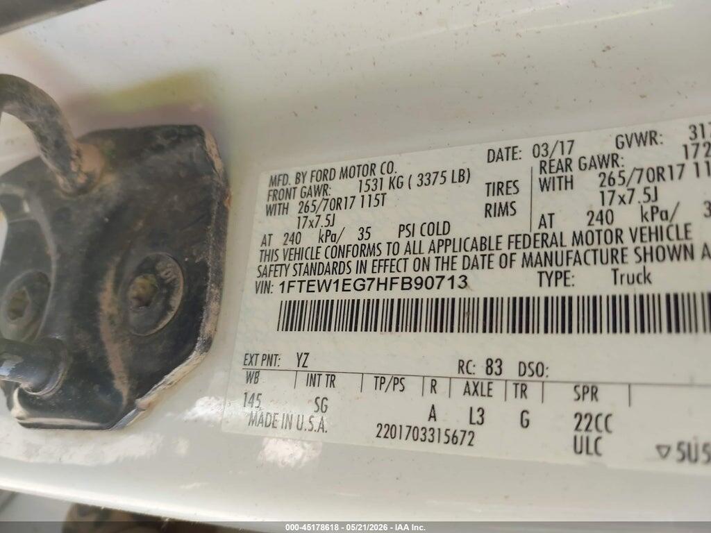 1FTEW1EG7HFB90713 2017 FORD F-150 photo no. 9