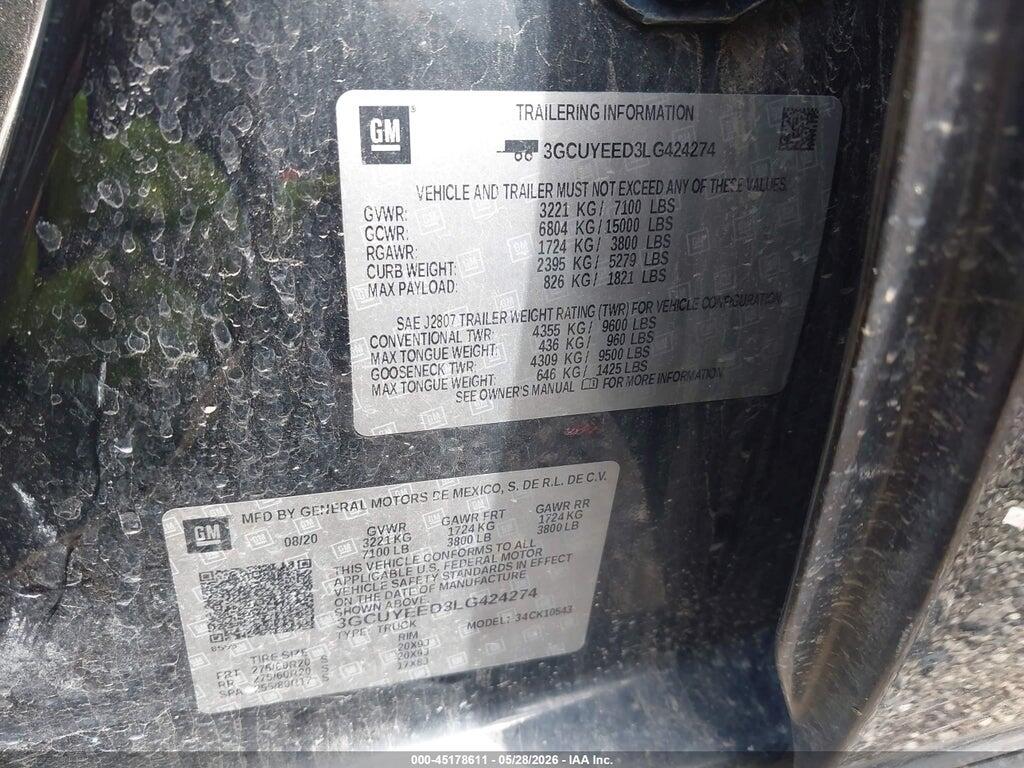 3GCUYEED3LG424274 2020 CHEVROLET SILVERADO 1500 photo no. 9
