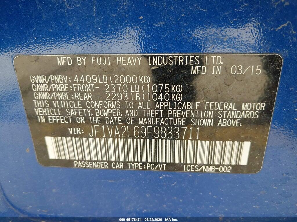 JF1VA2L69F9833711 2015 SUBARU WRX STI photo no. 9