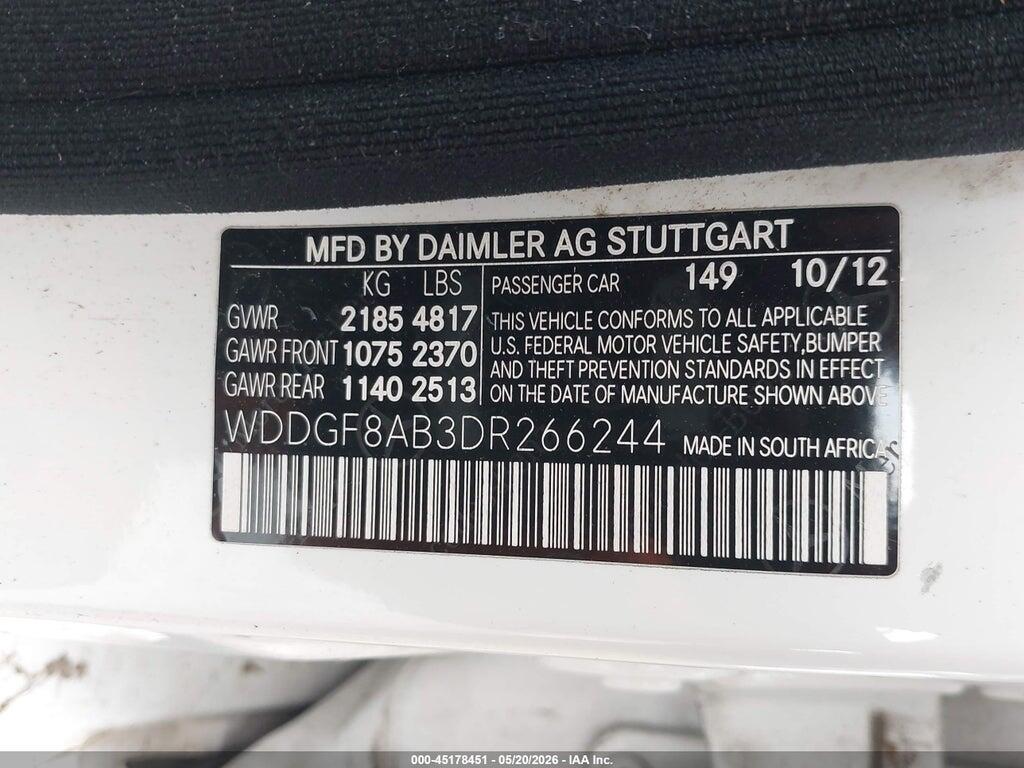 WDDGF8AB3DR266244 2013 MERCEDES-BENZ C 300 photo no. 9