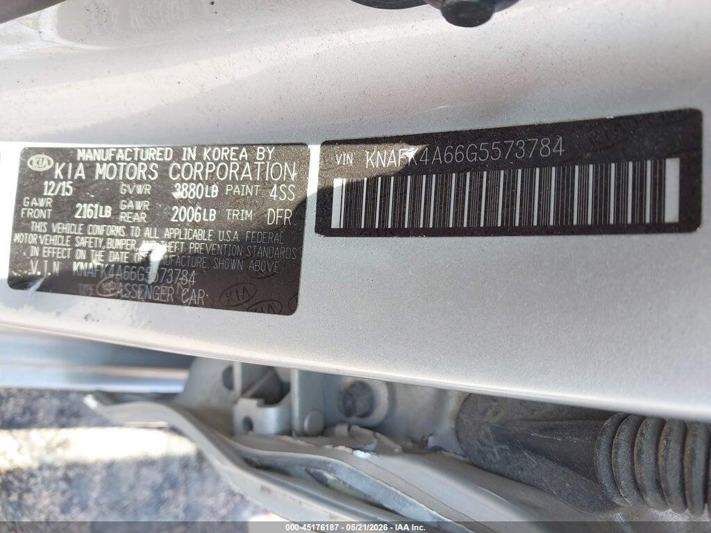 KNAFK4A66G5573784 2016 KIA FORTE photo no. 9