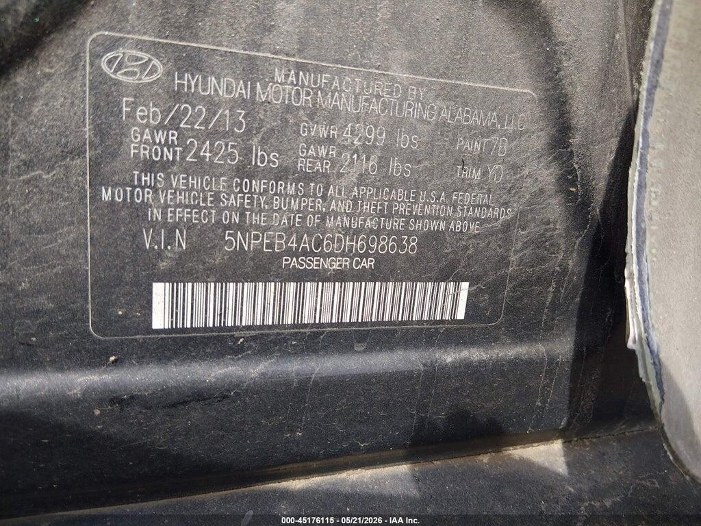 5NPEB4AC6DH698638 2013 HYUNDAI SONATA photo no. 9