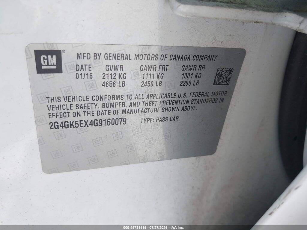 2G4GK5EX4G9160079 2016 BUICK REGAL photo no. 9