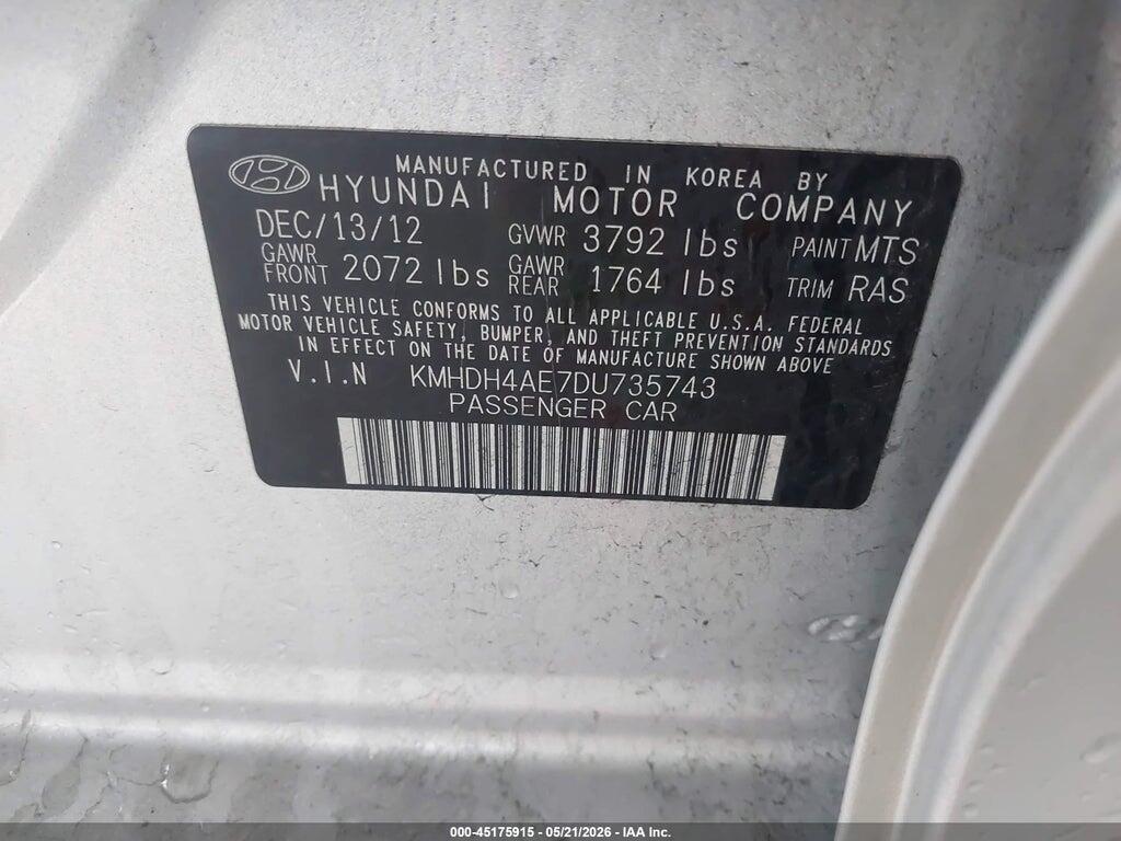 KMHDH4AE7DU735743 2013 HYUNDAI ELANTRA photo no. 9