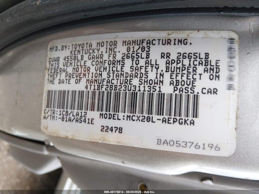 4T1BF28B23U311351 2003 TOYOTA AVALON photo no. 9