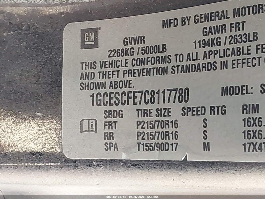 1GCESCFE7C8117780 2012 CHEVROLET COLORADO photo no. 9